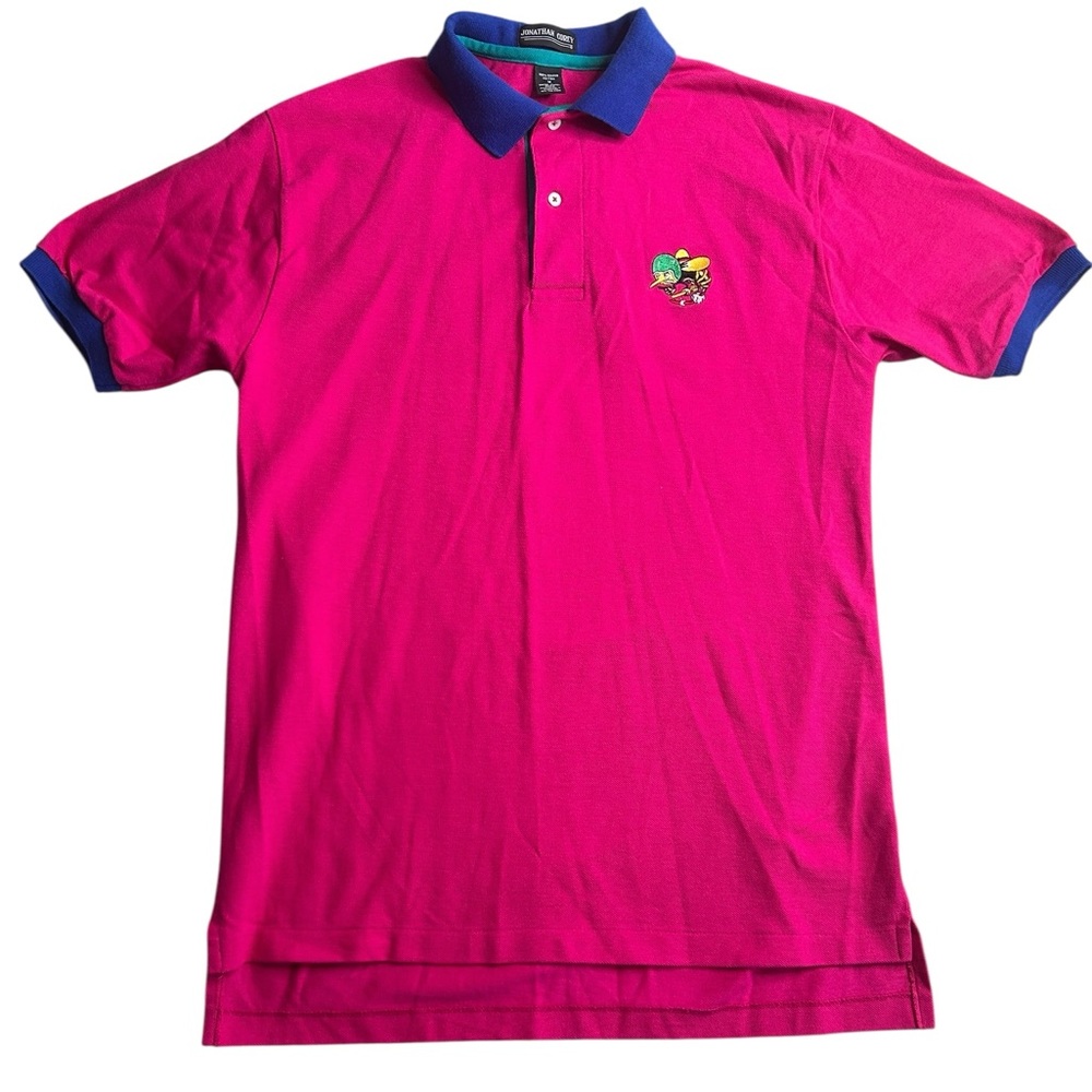 Jonathan Corey Gold Polo‎ Pink With Fun Embroidered Bee 100% Cotton Size Large